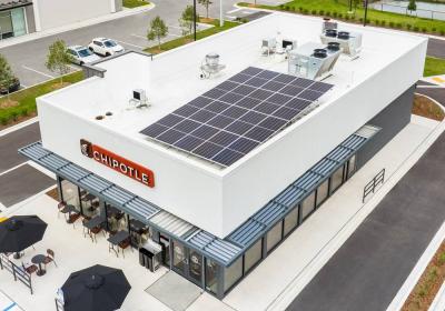 Chipotle solar panels on roof.