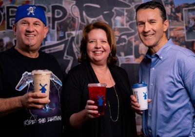 From left, Trav Boersma, Christine Barone, and Joth Ricci are taking Dutch Bros to new heights.