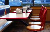 Empty fast-food restaurant.