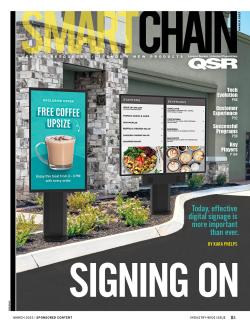Smart Chain March 2023 cover addressing the topic of digital signage