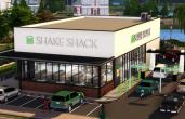 Exterior shot of Shake Shack restaurant in Sims. 