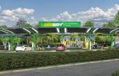 A rendering of Subway's electric vehicle charging station. 
