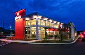 An exterior photo of a Wendy's restaurant. 