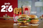 A promotional poster for Wendy's 2 for $6 menu. 